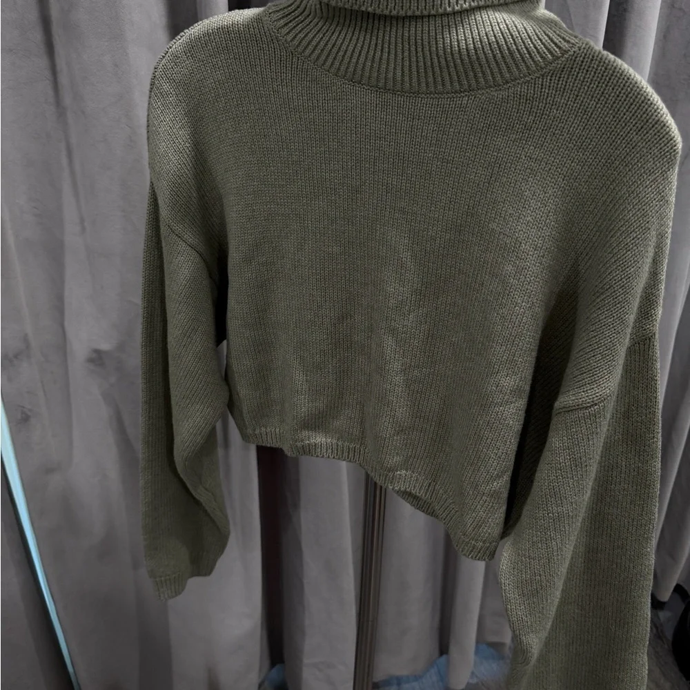 Mango Olive Green Turtleneck Sweater - Picture 3 of 3